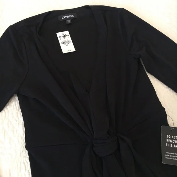 NWT Express Plunging Knot Front Maxi Dress Black Women’s XXS - Picture 7 of 11